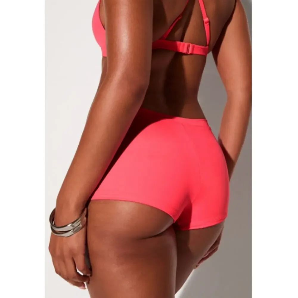 Fabletics Women's Pink Punch Neon Classic White Swim Shorts Size L